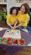 Cutting the birthday cake!